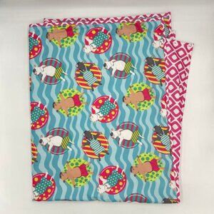 Max Studio Picnic Blanket Beach French Bulldogs Frenchie Float Blue Pink Outdoor